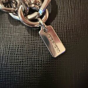 Coach Red and Blue Keychain with Silver Accents